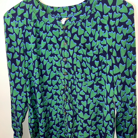 Conversations By Anthropologie Women Size 4P Blue/Green Button Top Blouse VGUC - Picture 4 of 7